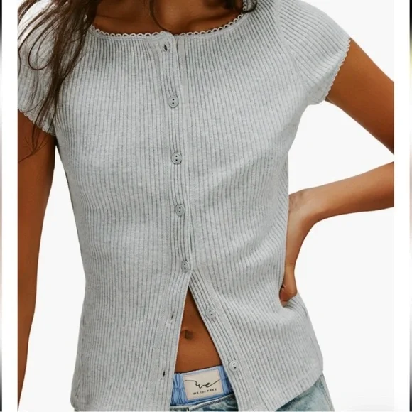 NWT Free People Most Wanted Cardi | Medium | Light Heather - Picture 3 of 8
